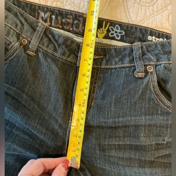Y2K Mudd Jeans Straight Leg Low Rise Dark Wash women size 9 - Picture 7 of 12